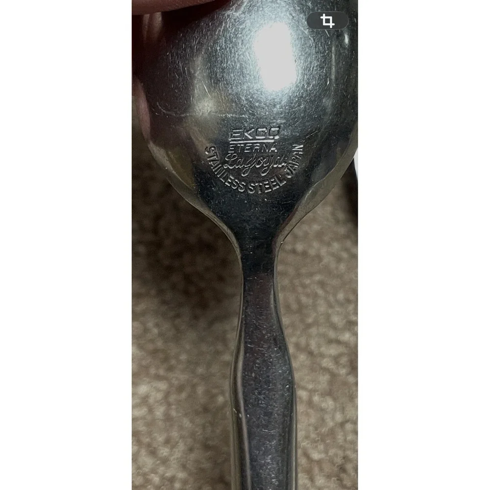 Vtg Ekco Eterna LA JOYA Stainless Steel Japan MCM Wood Silverware Spoon Flatware